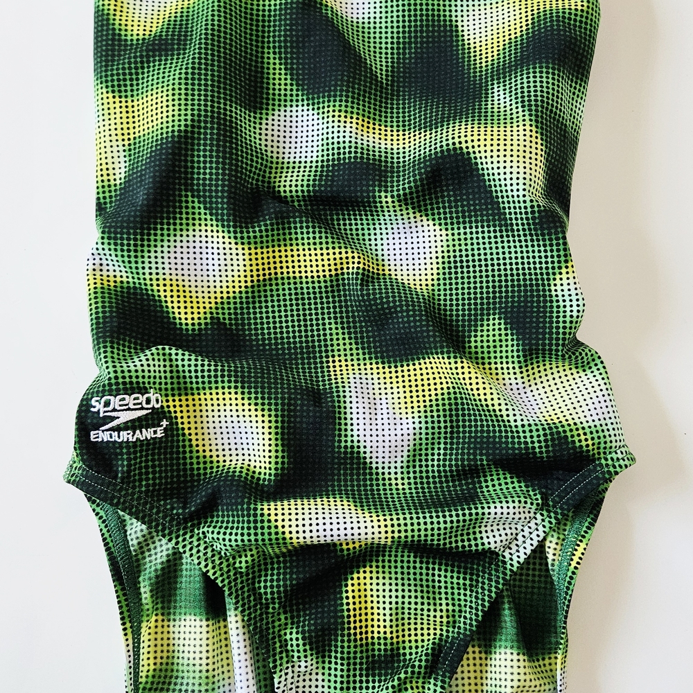 Speedo Endurance Green Pixel Wave One-Piece Swimsuit